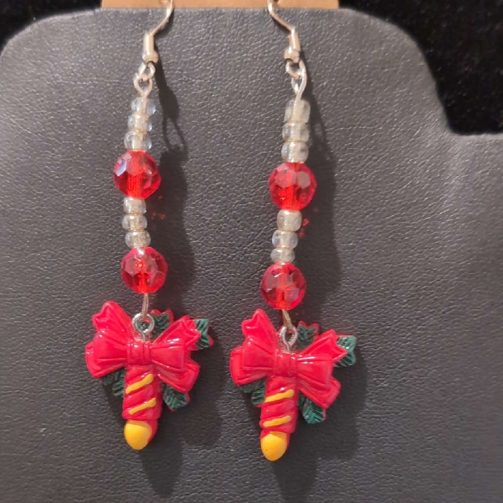 Festive Red and Yellow Bow Earrings